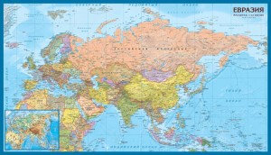 Евразия- настенная карта 200х114