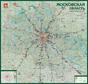 Московская область1:200000 на жёсткой основе в метал.раме