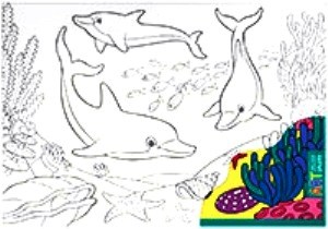 Раскраска(основа для творчества)-Дельфины