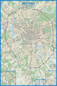  Авто карта  Москвы 1:30 на жёсткой основе в мет. раме