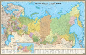 Политико-административная карта России 1:2.9 в дерев. багете