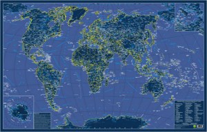 Карта мира светящаяся в темноте 90х60