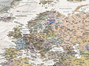 Скатерть 120х145см -политическая карта мира  ретро-стиль Оксфорд